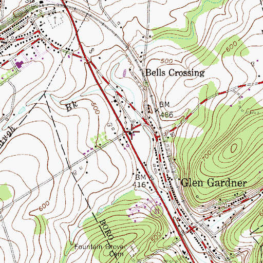 Topographic Map of Glen Gardner School (historical), NJ