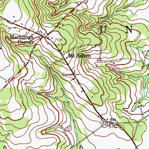 Topographic Map of Mount Salem Cemetery, NJ