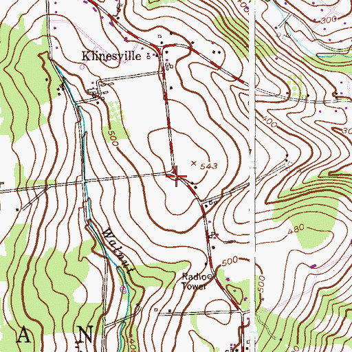 Topographic Map of Klinesville School (historical), NJ