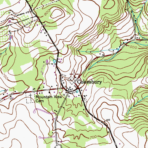 Topographic Map of Cokesbury Presbyterian Church Cemetery, NJ