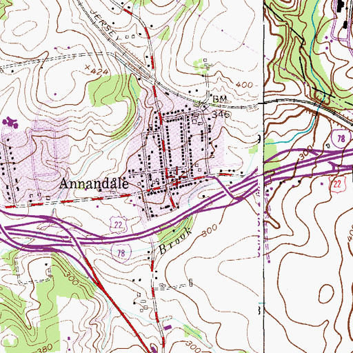 Topographic Map of Annandale Reformed Church, NJ