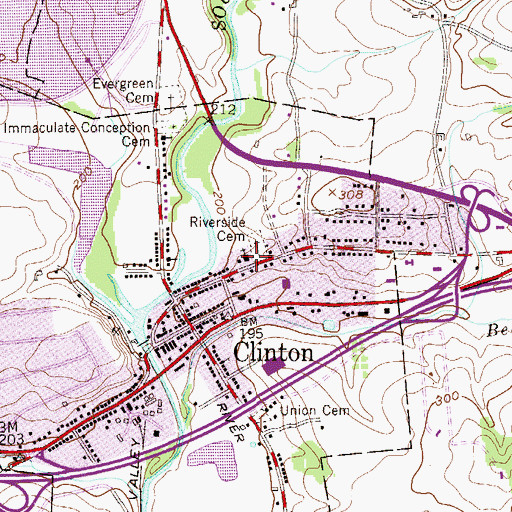 Topographic Map of Clinton Presbyterian Church, NJ