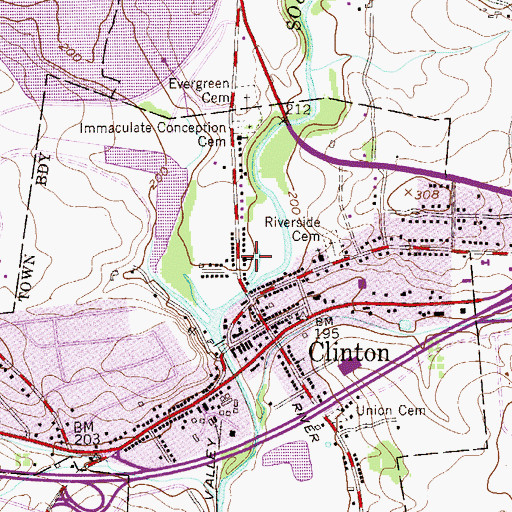 Topographic Map of Clinton United Methodist Church, NJ