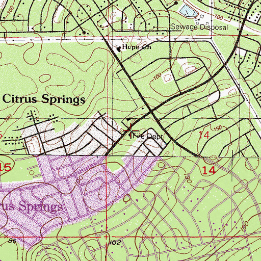 Topographic Map of Citrus County Fire Rescue Station 14, FL