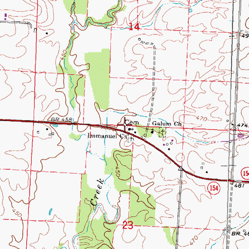 Topographic Map of Galum Baptist Cemetery, IL
