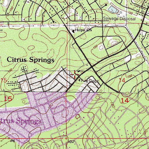 Topographic Map of Hope Evangelical Lutheran Church, FL