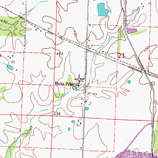 Topographic Map of Holts Prairie Cemetery, IL