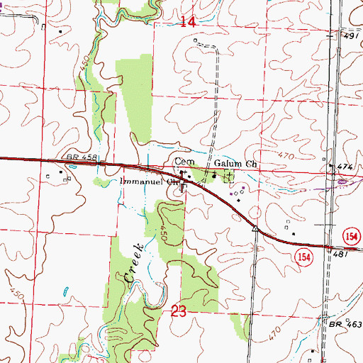 Topographic Map of Immanuel Cemetery, IL