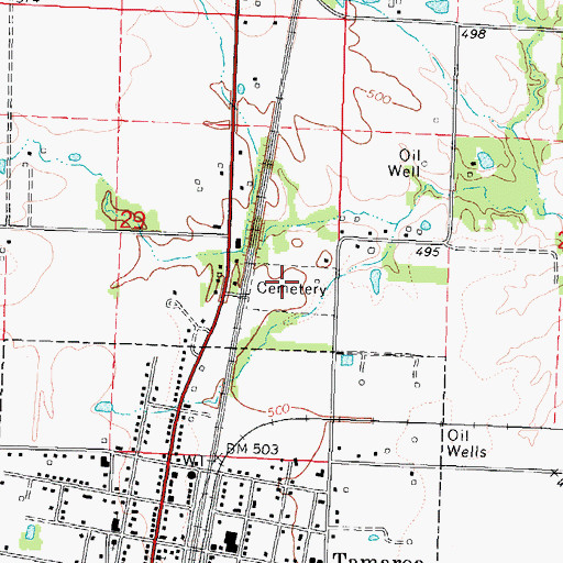 Topographic Map of Tamaroa Cemetery, IL