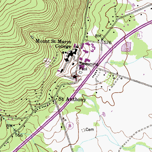 Topographic Map of Memorial Gymnasium, MD