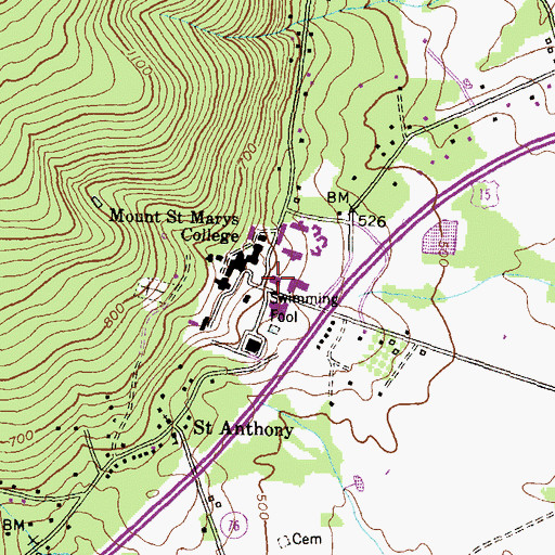 Topographic Map of Phillips Library, MD