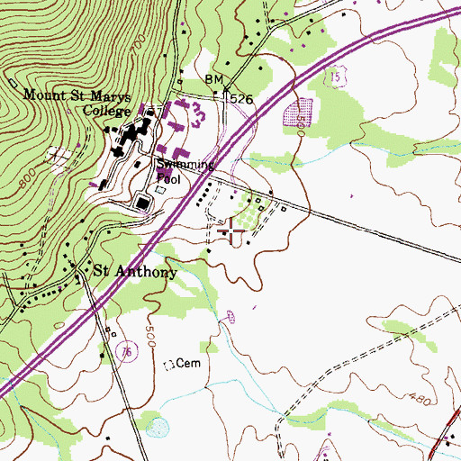 Topographic Map of Knott Athletic Recreation Convocation Complex, MD