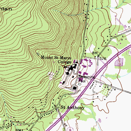 Topographic Map of Barrett Hall, MD