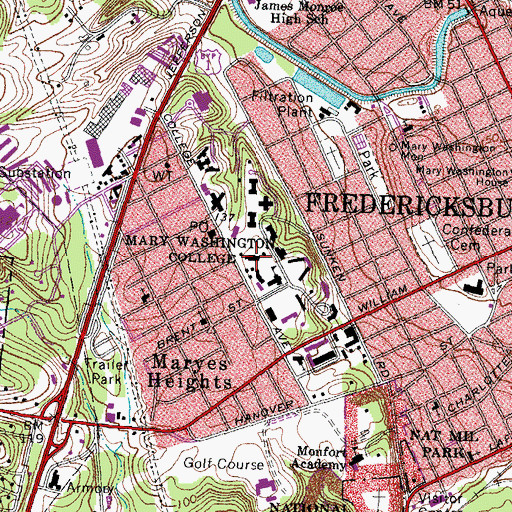 Topographic Map of Ball Hall, VA
