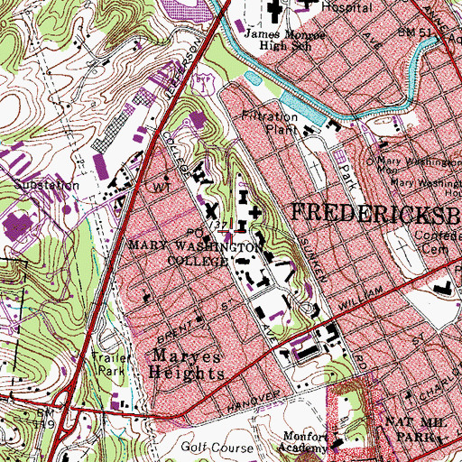 Topographic Map of Chandler Hall, VA
