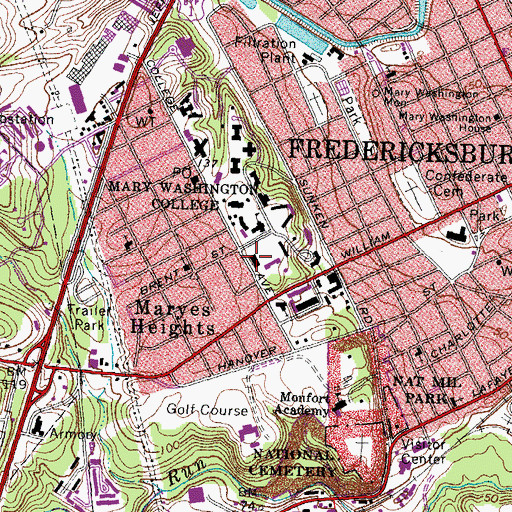 Topographic Map of Combs Hall, VA
