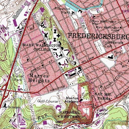 Topographic Map of Jefferson Hall, VA