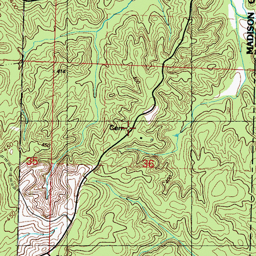 Topographic Map of Adcock Family Cemetery, MS