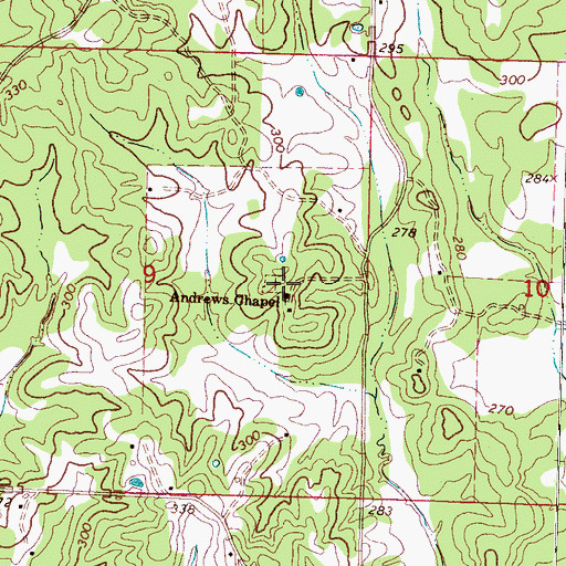 Topographic Map of Andrews Chapel Cemetery, MS