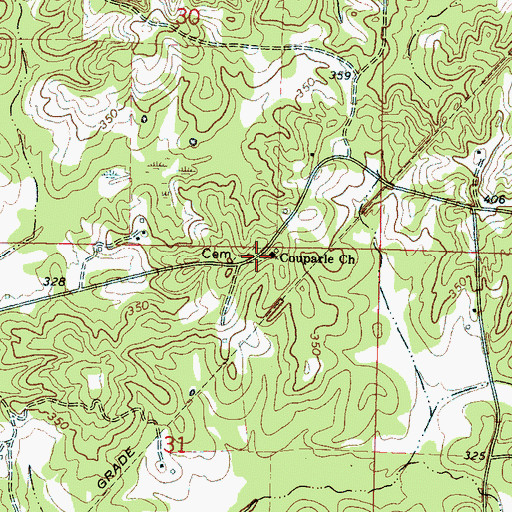Topographic Map of Couparle Cemetery, MS