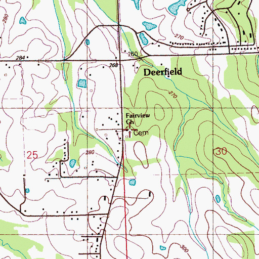 Topographic Map of Fairview Church Cemetery, MS