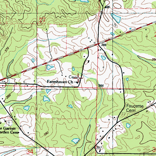 Topographic Map of Farmhaven Church Cemetery, MS