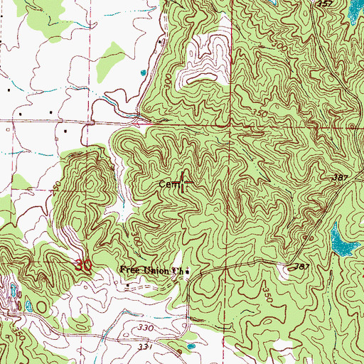 Topographic Map of Free Union Church Cemetery, MS