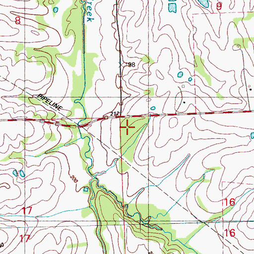 Topographic Map of Hanging Moss Cemetery, MS