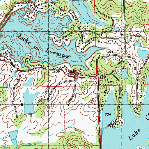 Topographic Map of Holland Family Cemetery, MS
