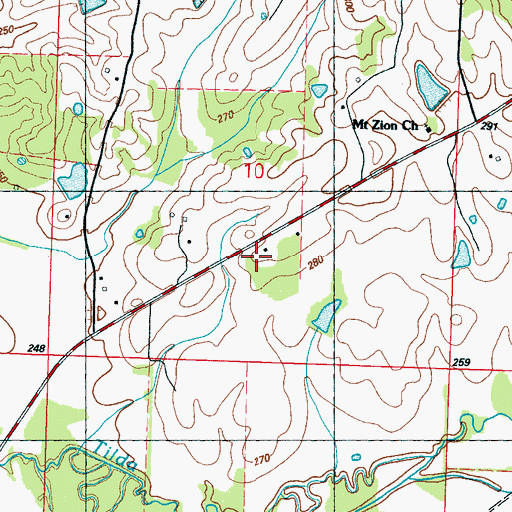 Topographic Map of Holliday Family Cemetery, MS