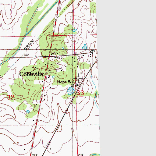 Topographic Map of Hope Well Church Cemetery, MS