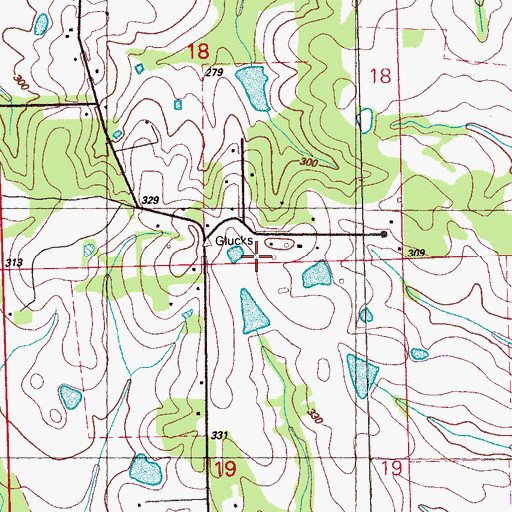 Topographic Map of Horn Private Cemetery, MS