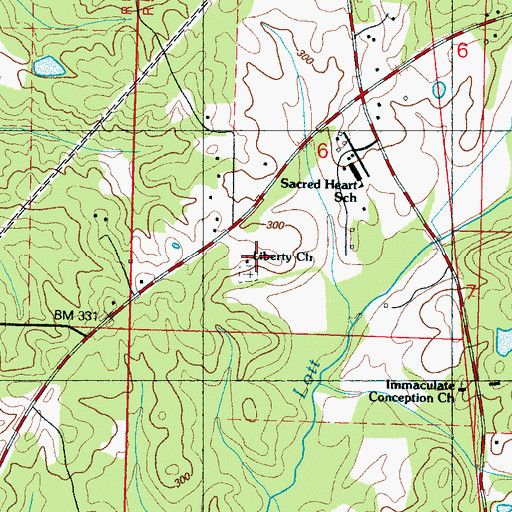 Topographic Map of Liberty Church Cemetery, MS
