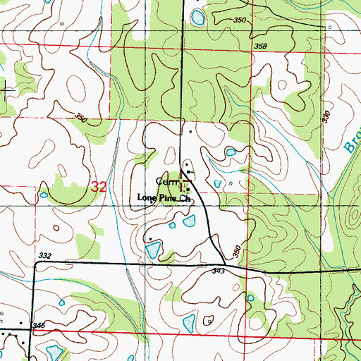 Topographic Map of Lone Pine Baptist Cemetery, MS