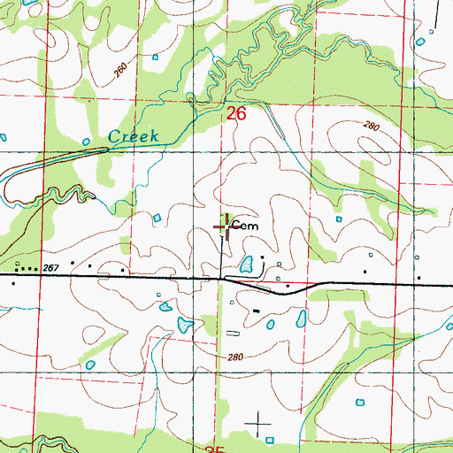 Topographic Map of Mary Grove Cemetery, MS