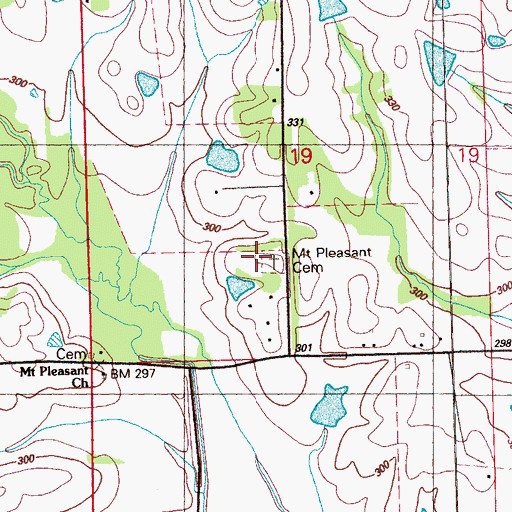 Topographic Map of McMahon-Ridley Cemetery, MS
