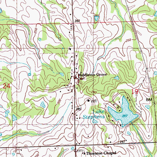 Topographic Map of Middleton Grove Cemetery, MS