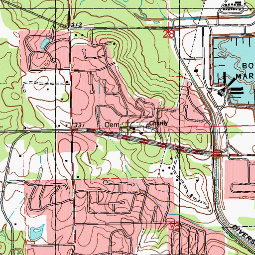 Topographic Map of Mount Charity Missionary Baptist Church Cemetery, MS