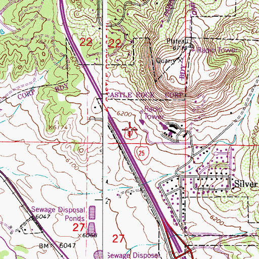 Topographic Map of Douglas County Medical Heliport, CO