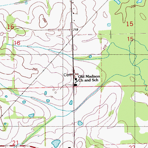 Topographic Map of Old Madison Presbyterian Cemetery, MS