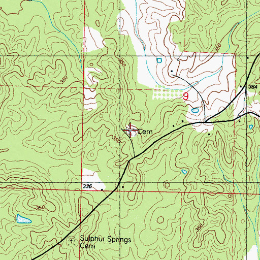 Topographic Map of Old Sulphur Springs Catholic Cemetery, MS