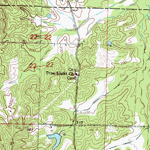 Topographic Map of Old Truelight Church Cemetery, MS