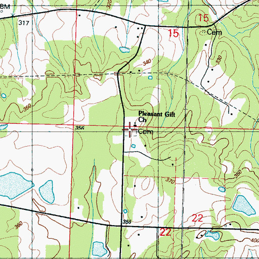 Topographic Map of Pleasant Gift Cemetery, MS
