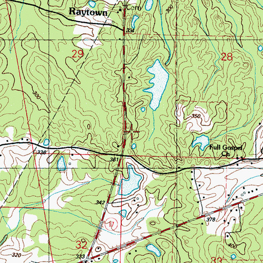 Topographic Map of Raytown Cemetery, MS