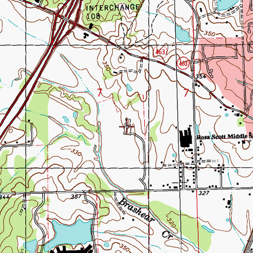 Topographic Map of Rosa Scott School Cemetery, MS