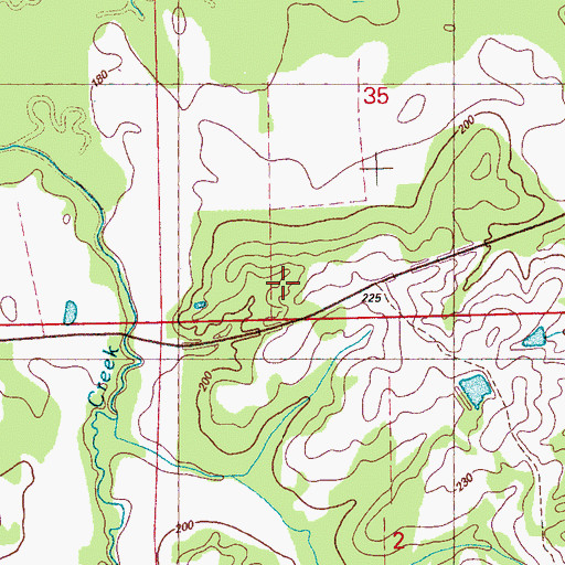 Topographic Map of Sanders - Saunders Family Cemetery, MS