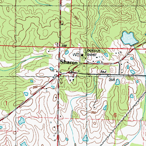 Topographic Map of Sharon Methodist Church Cemetery, MS