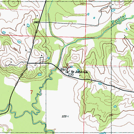 Topographic Map of Saint John Missionary Baptist Church Cemetery, MS