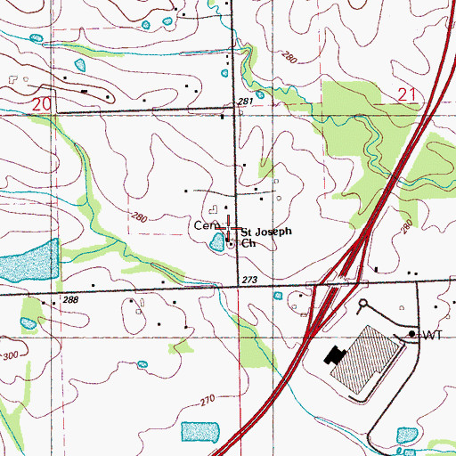 Topographic Map of Saint Joseph Catholic Church Cemetery, MS