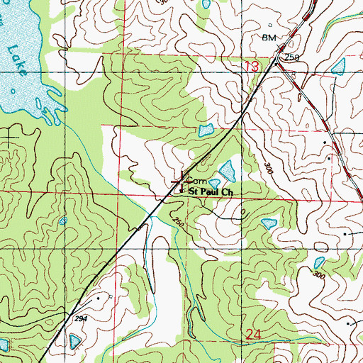 Topographic Map of Saint Paul Missionary Baptist Church Cemetery, MS